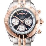 Breitling Chronomat Quartz Dark Blue Dial Rose Gold Case Stainless Steel Case Two Tone Bracelet