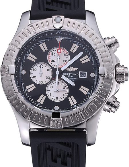 Breitling Chronomat Evolution Black Dial Black Rubber Bracelet  622516