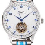 IWC Portugieser Tourbillon White Dial Blue Numerals Stainless Steel Case Two Tone Blue Steel Numerals