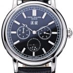 Patek Philippe Geneve Grand Complications Black Dial Stainless Steel Bezel Black Leather Band  622153