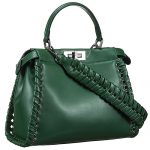 Fendi Peekaboo Whipstitch Green Leather Bag  18927312