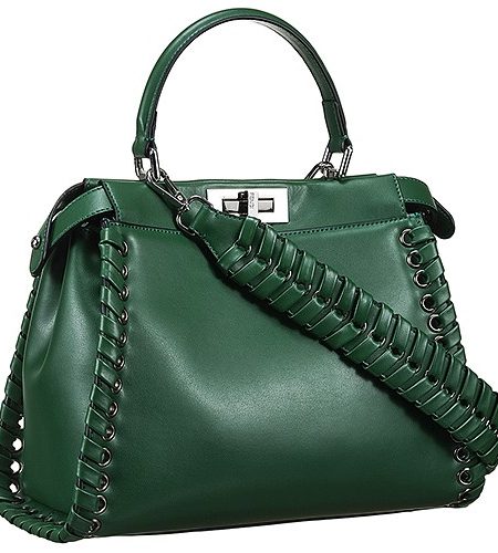 Fendi Peekaboo Whipstitch Green Leather Bag 18927312