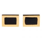 Bvlgari Replica Engraved Black Ceramic Center Gold Plated Rim Cufflinks