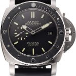 Swiss Panerai Luminor Submersible Black Dial Stainless Steel Case Black Bezel Black Rubber Strap