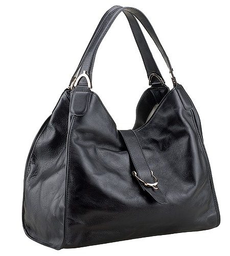 Gucci Soft Stirrup Black Leather Large Shoulder Bag