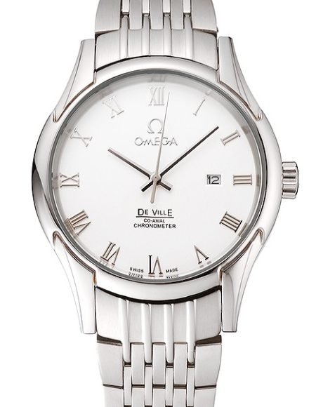 Omega De Ville White Dial Roman Numerals Stainless Steel Case And Bracelet 1453791