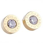 Bvlgari Replica Crystal Embellished Engraved Gold Plated Studs