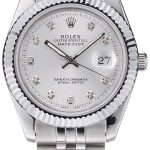 Rolex DateJust Stainless Steel Ribbed Bezel Silver Dial 41977