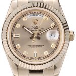 Rolex DayDate Gold Stainless Steel Ribbed Bezel Goldish Dial 41979