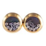 Cartier Replica Diamond Stud Logo Accent Yellow Gold Plated Cufflinks