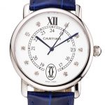 Cartier Ronde Solo White Dial Diamond Hour Marks Stainless Steel Case Blue Leather Strap