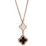 Van Cleef Magic Alhambra Rose 2 Tone Clover Motifs Gold Necklace