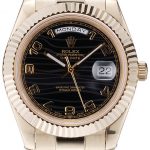 Rolex DayDate Black Patterned Dial Gold Stainless Steel Strap 41980