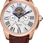 Cartier Calibre Tourbillon White Dial Gold Case Brown Leather Strap  622753