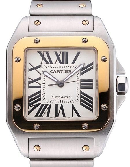 Swiss Cartier Santos De Cartier Galbee Yellow Gold and Steel Case Steel Bracelet   622643