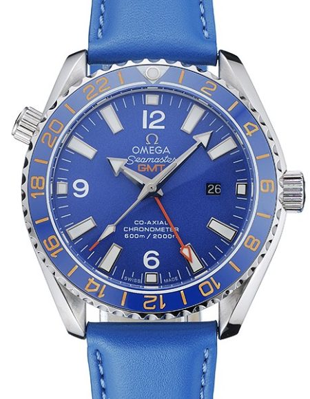 Omega Seamaster Planet Ocean GMT Blue Dial Blue Leather Band   622394