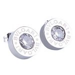 Bvlgari Replica Crystal Embellished Engraved Sterling Silver Studs