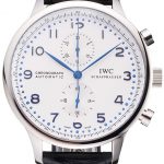 Swiss IWC Portugieser Power Reserve White Dial Stainless Steel Case Black Leather Strap