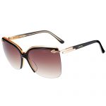 Gucci Half Brown Frame Black Temples Sunglasses 308419