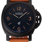 Panerai Luminor Ion Plated Stainless Steel Bezel Orange Leather Bracelet  622309