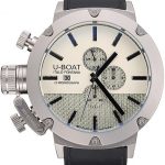 U-Boat Italo Fontana White Dial Stainless Steel Case Black Leather Bracelet  622715