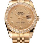 Swiss Rolex Datejust Champagne Dial Diamond Bezel Gold Jubilee Bracelet 1454098