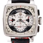 Tag Heuer Monaco Black Perforated Leather Strap White Dial 80306
