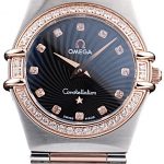 Omega Swiss Constellation Jewelry Diamond Case Radial Emblem Black Dial  98113