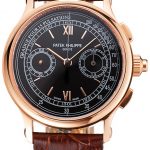 Swiss Patek Philippe 5170J Chronograph Black Dial Rose Gold Case Brown Leather Strap
