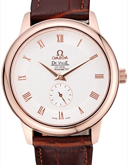 Omega DeVille Prestige Small Seconds White Dial Gold Case Brown Leather Bracelet  622603
