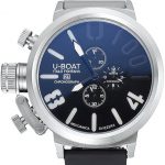U-Boat 1001 White On Black Dial Stainless Steel Case Rubber Bracelet  622706