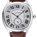 Cartier Drive De Cartier White Dial Silver Case Brown Leather Bracelet 1454210