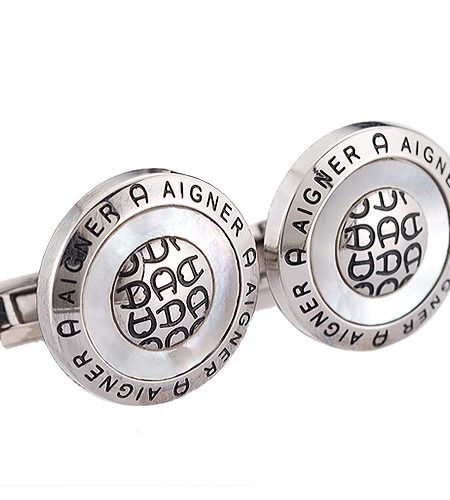 Aigner A Logo Round Silver Cufflinks 700639
