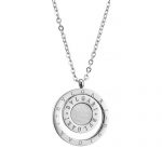 Bvlgari Mother Of Pearl Double Circle Pendant Silver Necklace 700664