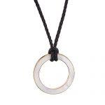 Bvlgari Cord Mother of Pearl Circle Pendant Silver Necklace 700657