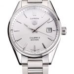 Swiss Tag Heuer Carrera Calibre 5 Silver Dial Stainless Steel Case And Bracelet
