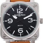 Bell and Ross BR 01-94 Black Dial Silver Case Brown Leather Strap