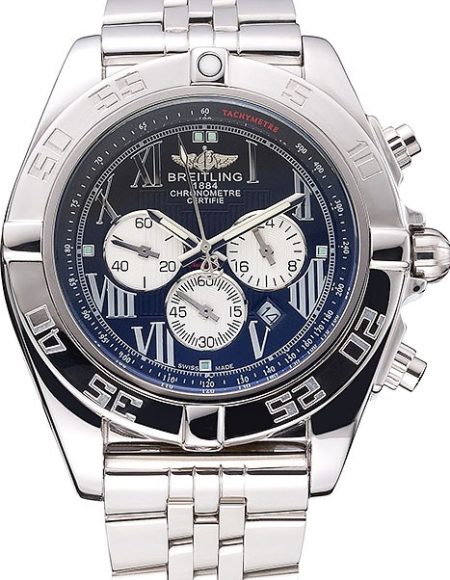 Breitling Chronomat Certifie Black Dial Stainless Steel Bracelet  622426