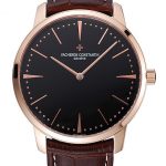 Swiss Vacheron Constantin Patrimony Grand Taille Black Dial Rose Gold Case Brown Leather Bracelet  1454169
