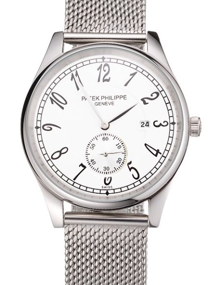 Patek Philippe Calatrava Small Seconds White Dial Stainless Steel Case And Bracelet