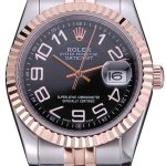 Rolex DateJust Black Dial Stainless Steel and Gold Bracelet  622545