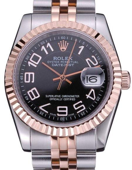 Rolex DateJust Black Dial Stainless Steel and Gold Bracelet  622545