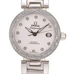 Omega DeVille Ladymatic iamond Plated Bezel White Dial