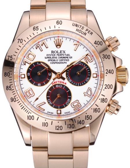 Rolex Cosmograph Daytona White with Black Subdials Gold Bracelet  622548