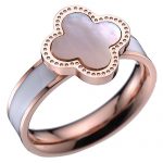 Van Cleef and Arpels Replica MOP Stud Floral Center & Rim Rose-Gold Ring