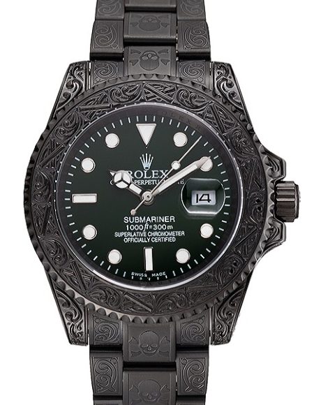Rolex Submariner Skull Limited Edition Green Dial All Black Case And Bracelet 1454076