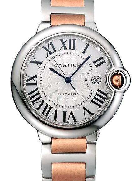Swiss Cartier Ballon Bleu 42mm Silver Dial Stainless Steel Case Two Tone Rose Gold Bracelet  622875