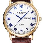 Patek Philippe Calatrava White Dial Blue Roman Numerals Gold Case Brown Leather Bracelet 1454057