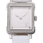 Louis Vuitton Emprise White Dial Stainless Steel Case With Jewels White Leather Strap  622790
