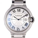Cartier Ballon Bleu 44mm White Dial Diamonds Stainless Steel Case And Bracelet